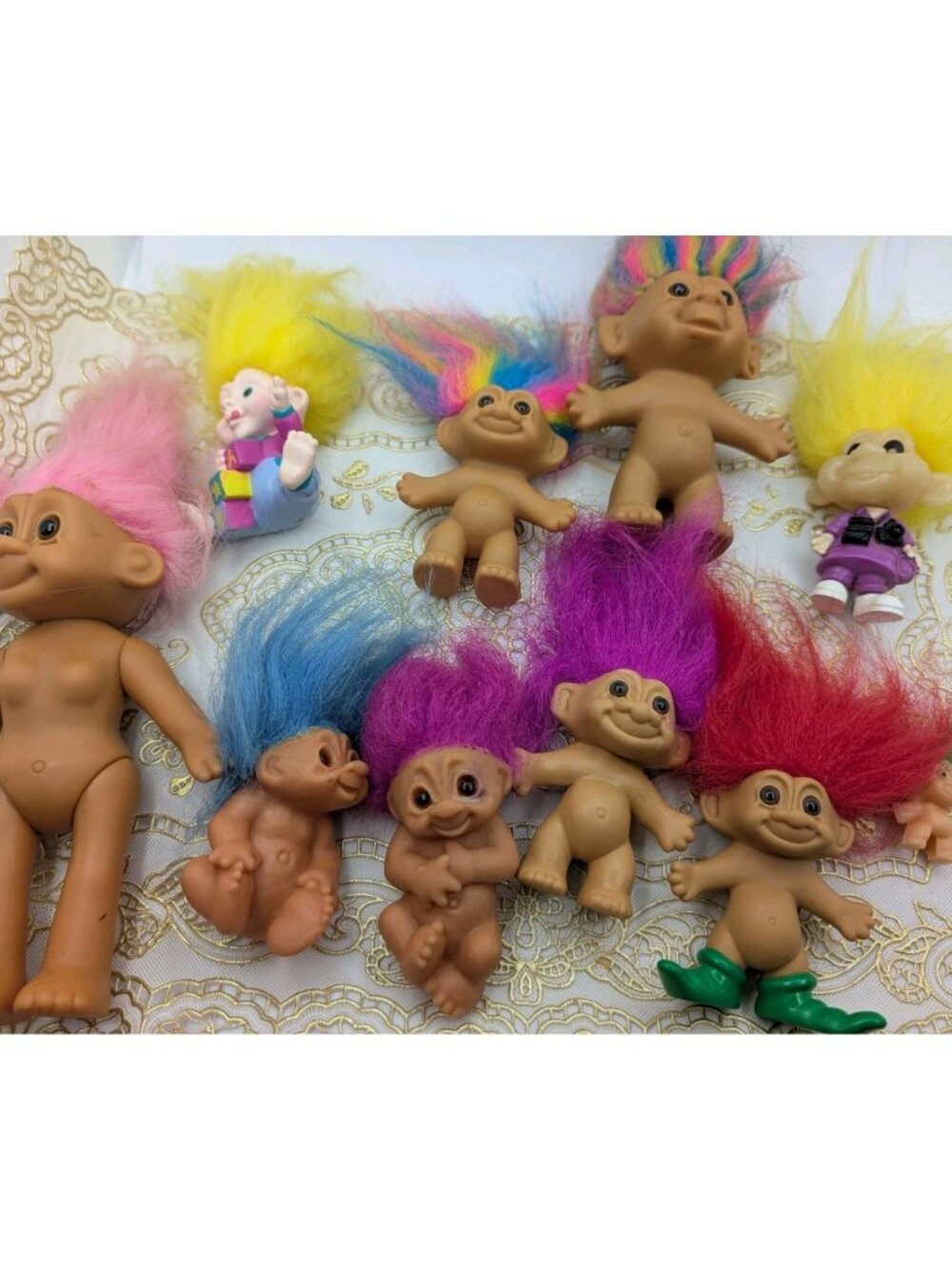 Vtg Troll /faux troll Doll Lot (10) Rainbow Hair Bright Of America Russ Ace etc